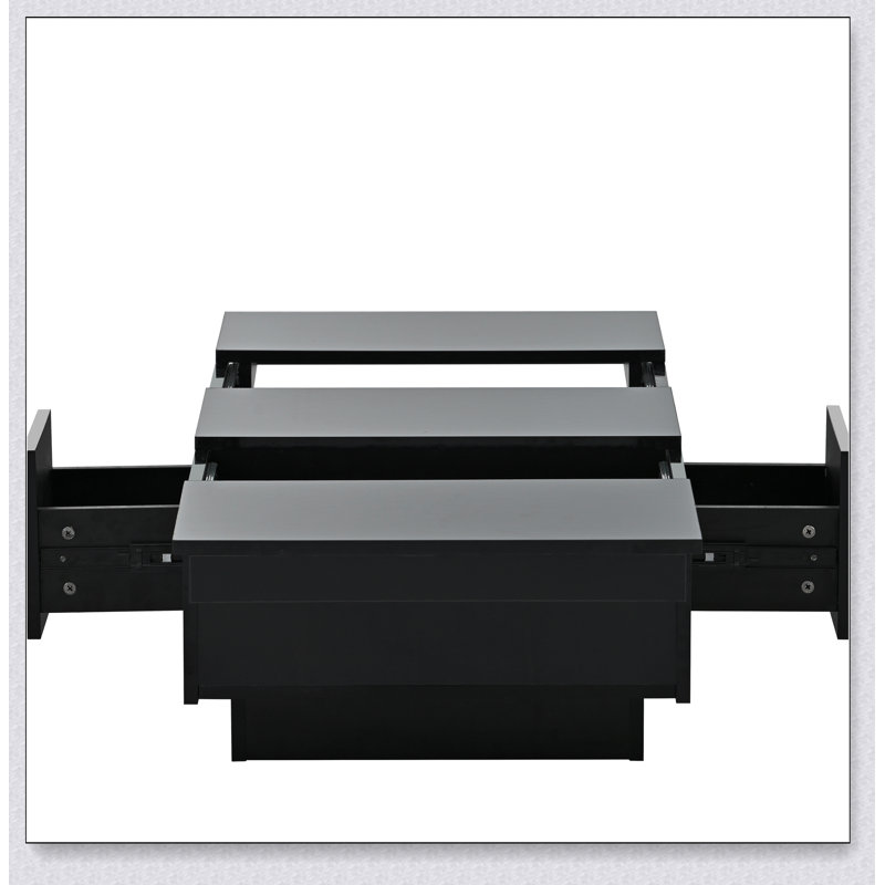 Multifunctional Coffee Table with 2 large Hidden Storage Compartment, Black
