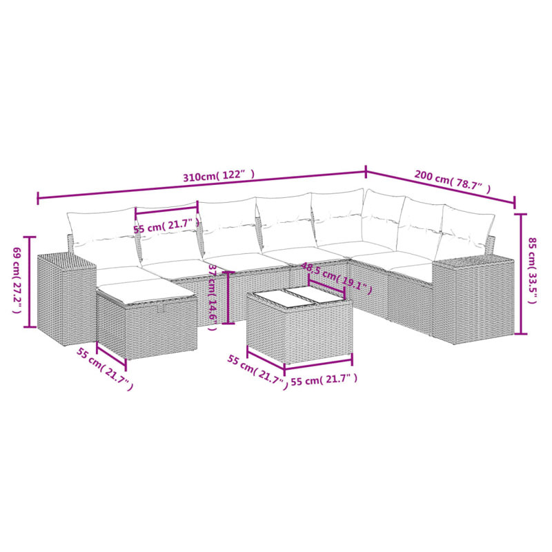 Ensemble de canapé de jardin Vidaxl