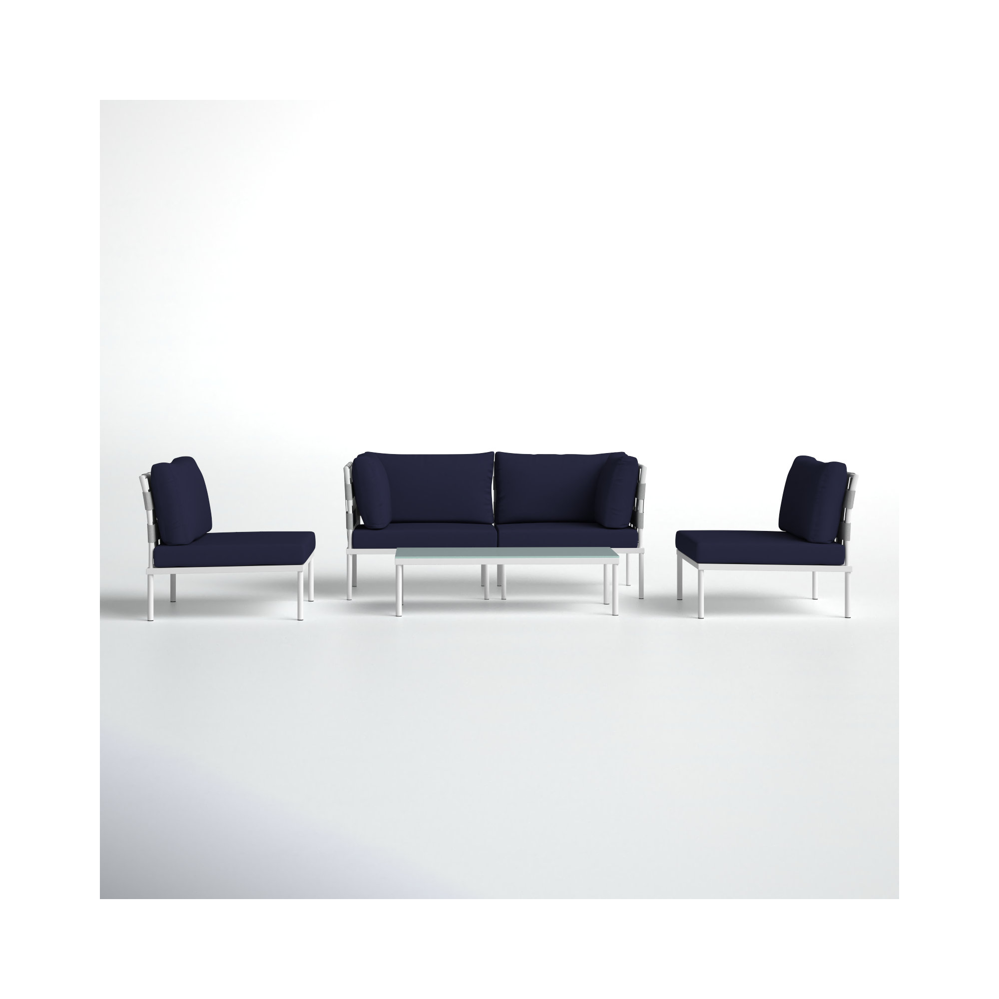Harmony 5-piece Outdoor Patio Aluminum Sectional Sofa Set, Navy