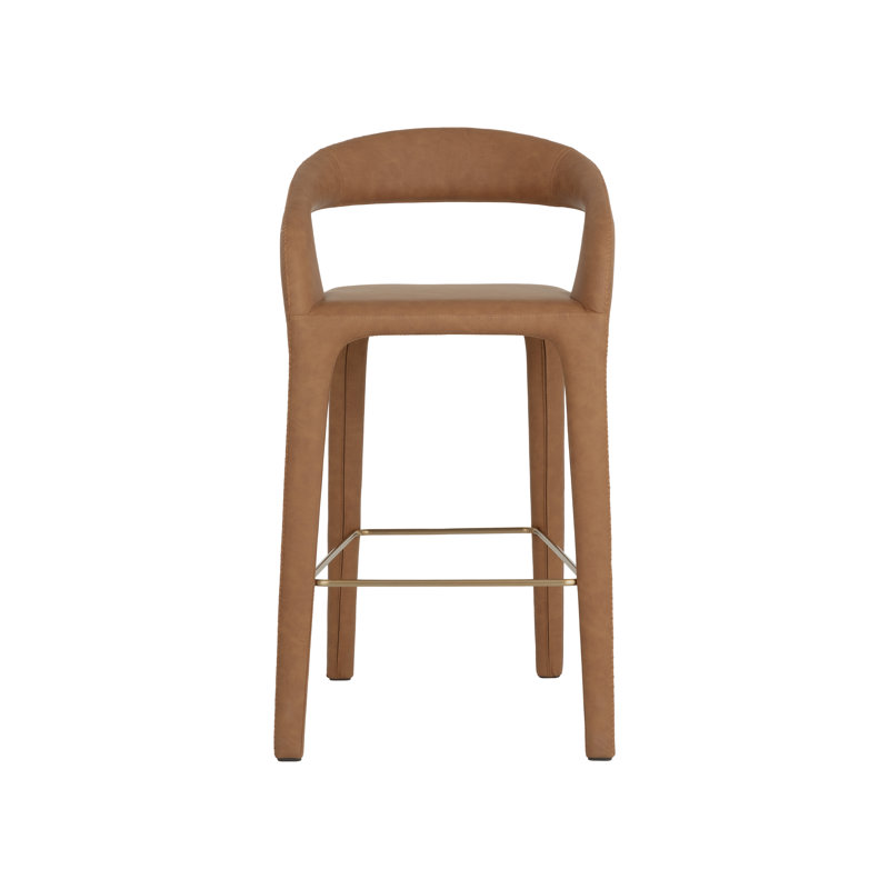 Atika Upholstered Bar Stool, Milliken Cognac, Bar Stool (29.75" Seat Height)
