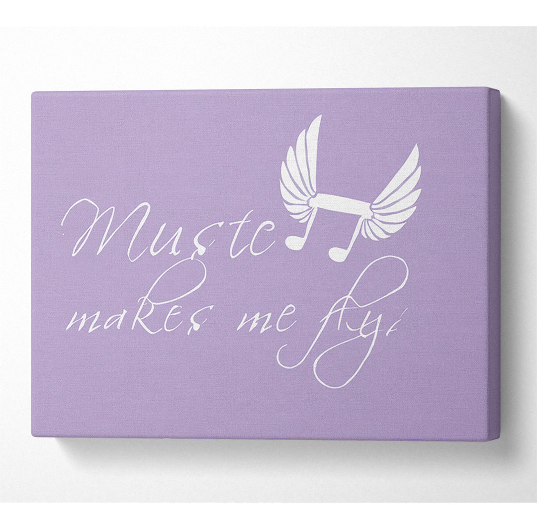 Jungen Zimmer Zitat Musik macht mich fliegen lila - Wrapped Canvas Art Prints