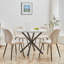 Adorna Round Solid Wood Top Metal Base Dining Table-510901473