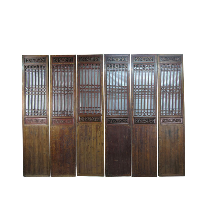 Asian Classic Stained Wood Pivot Screen Doors