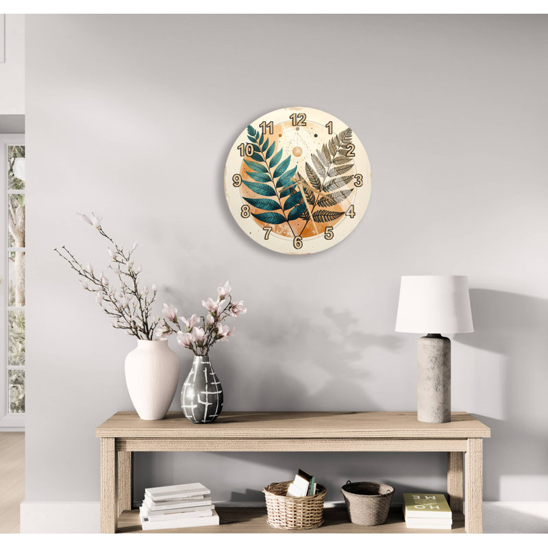 Horloge murale Botanical Fern, 20 pouces, Blanc anglais