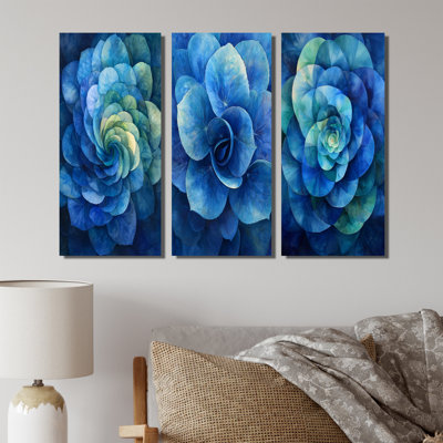Hortensia bleu et vert Vortex I - Collection d'art mural hortensia