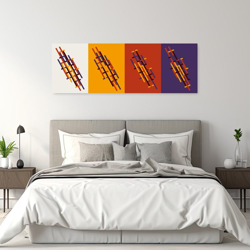 Art mural abstrait coloré à lignes entrecroisées colorées, H 20 po x l 60 po