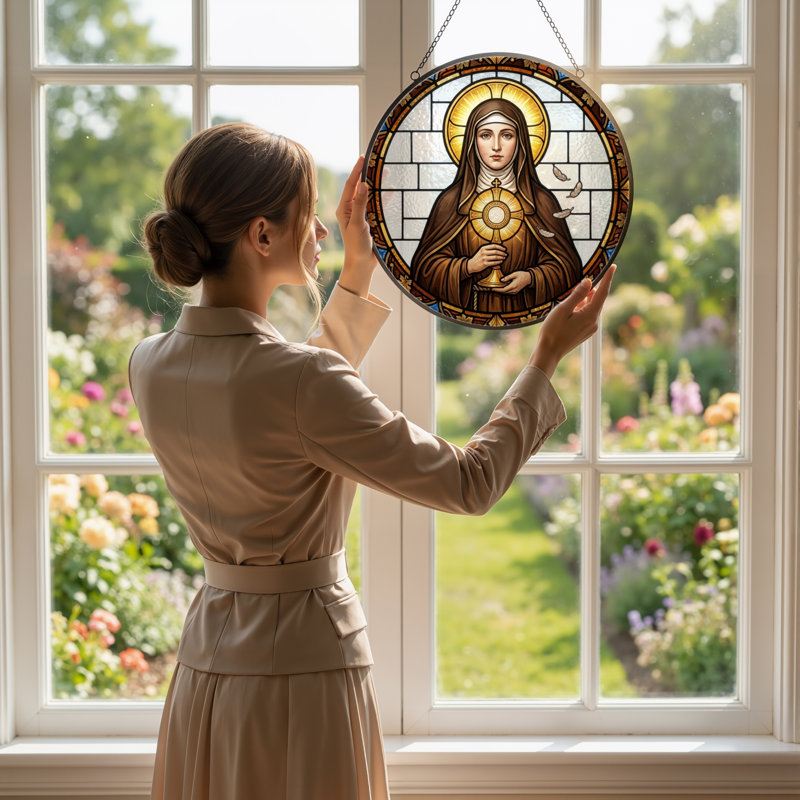 Vitrail Saint Portrait ， 7,8H, H 7,8 po
