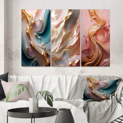 Rose liquide et or succulent Glam Art Alchemy I - 3 pièces