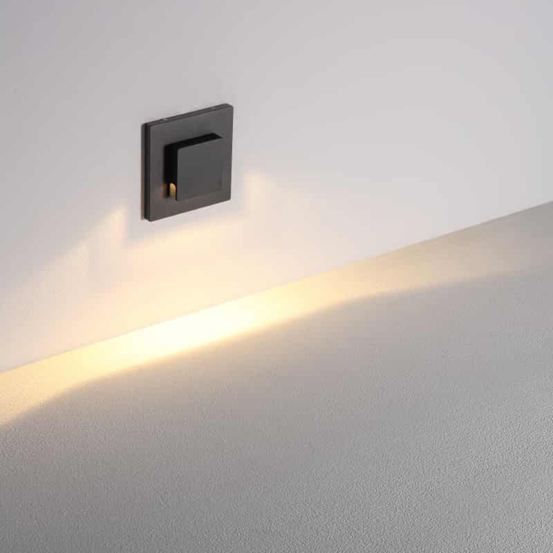 UltraBeam 3 Watt Square Recessed Black Exterior Stair Light - IP65 Waterproof