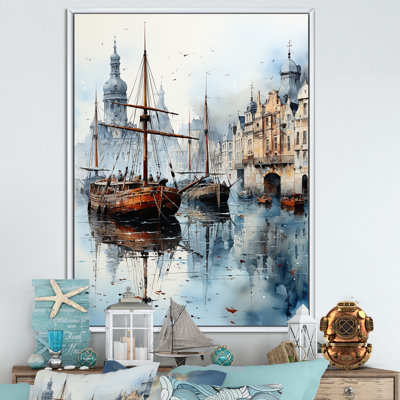 1900S, Bateau d'expédition au port, sur toile