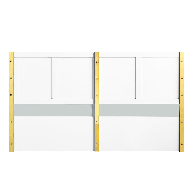 Lit Ek avec blanc ultrabrillant - aucun sommier nécessaire, entièrement en kd, ondulé, 39 lattes, 4 pieds en métal, capacité de charge de 660 lb. Finition du motif requise, poids