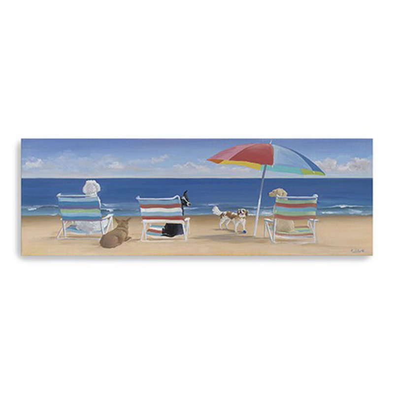 Impression sur toile 30 "X 10" Dogs Perfect Beach Day, H 10 po x l 30 po x P 1,25 po