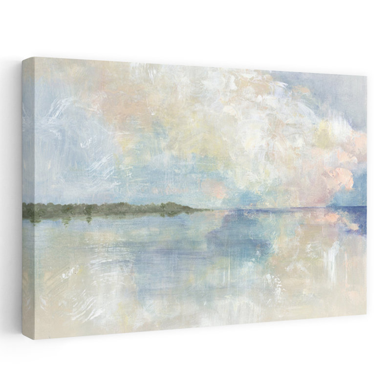 «Spring Clouds I Abstract Coastal Shells & Coral», peinture d'art contemporain, H 24 po x l 16 po