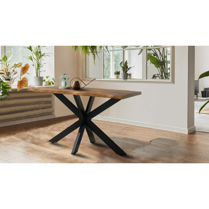 Industrial Mango Swan Finish Design Dining Table ( 3 Sizes ), Light Brown, H76 x L80 x D140 cm