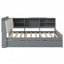 Lit plateforme en bois de pin robuste avec tête de lit rembourrée avec rangement intégré et tablette rotative pour plus de confort et d'organisation-1378070674