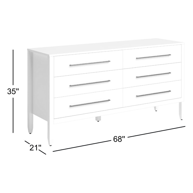 Commode 6 tiroirs Tessio, Blanc