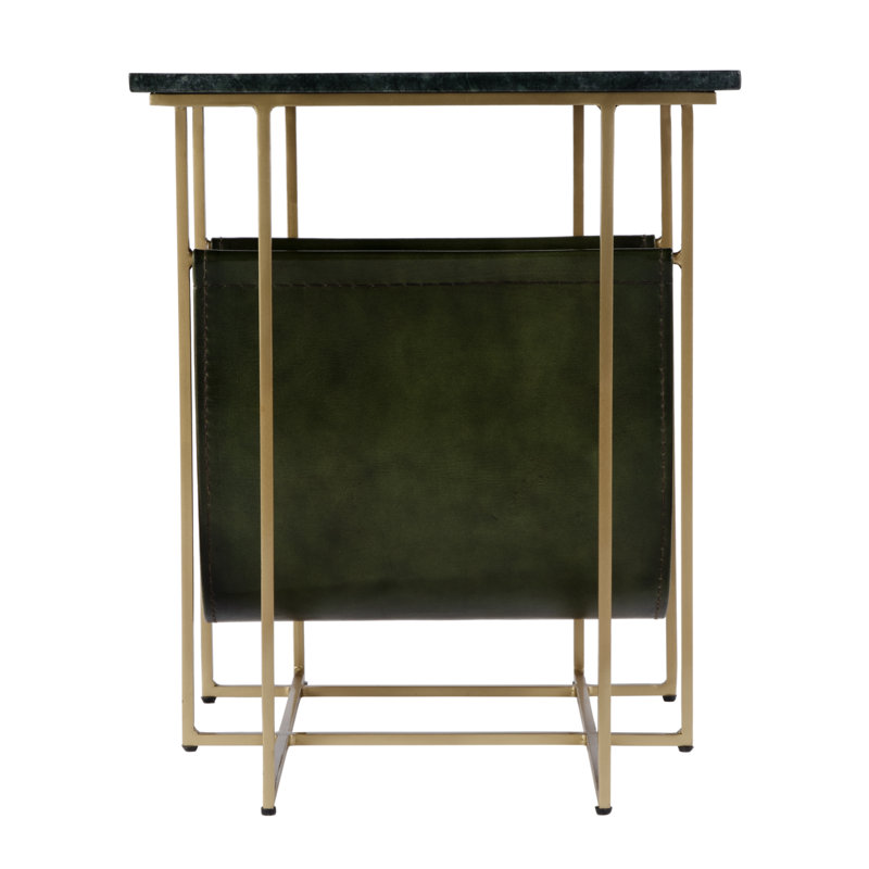 Stephanik Marble & Leather Magazine Side Table, Green