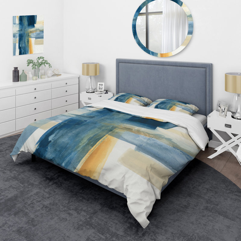 Indigo Panel VI - Ensemble de housse de couette moderne Glam - Microfibre de polyester