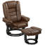 Faux Leather Swivel Manual Recliner