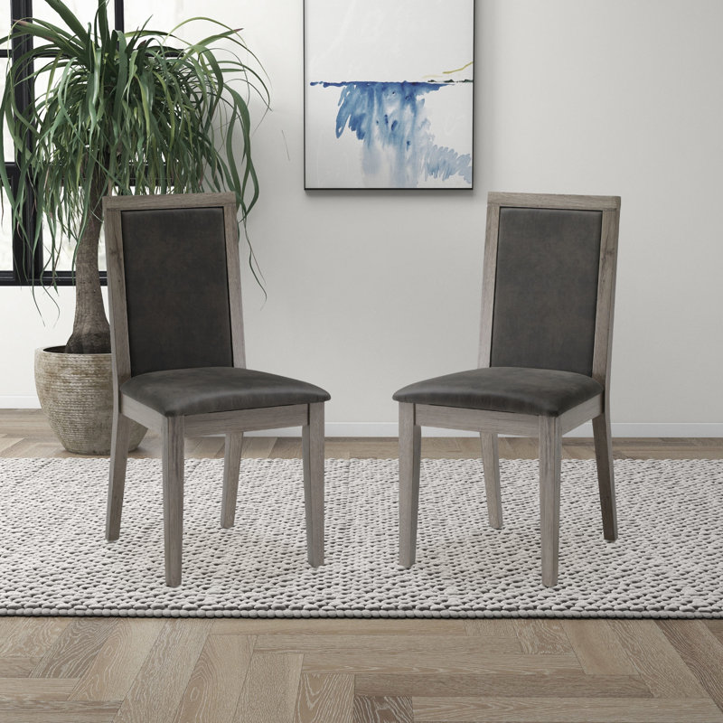Chaises de salle à manger 2 pièces, bois massif + coussin élégant en mousse, gris pour une structure à haute élasticité
