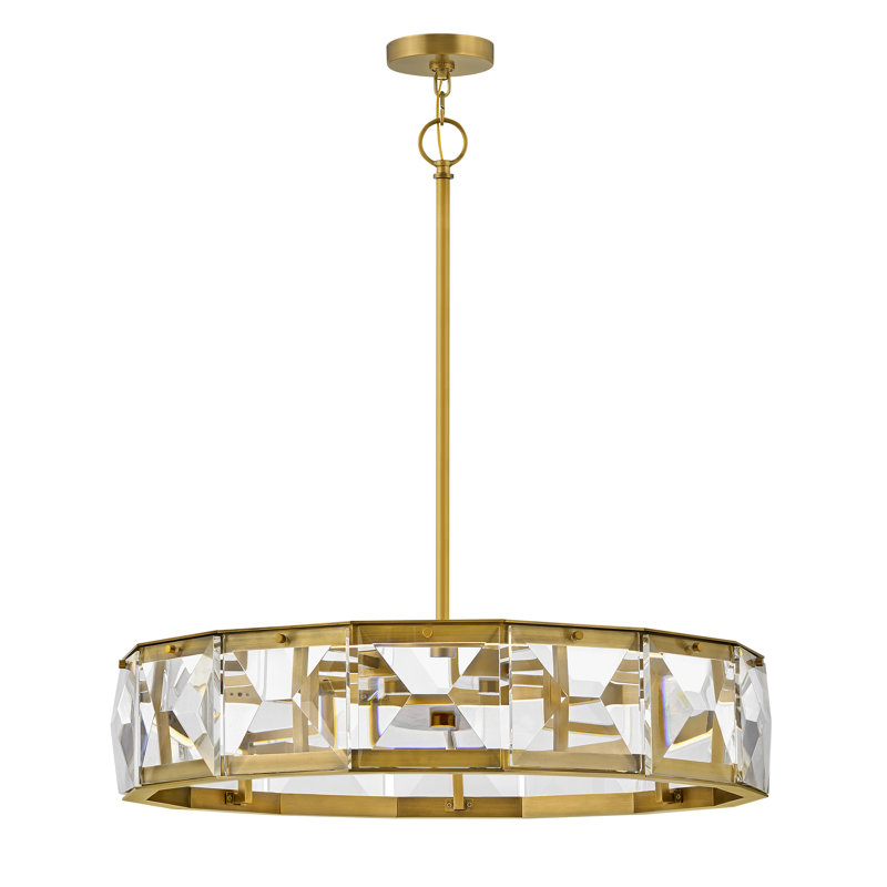 Jolie Integrated LED Drum Chandelier w/ Crystal Accents, 6.75" H x 30" W x 30" D