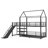 Kids Twin Metal House Bunk Bed with Storage Stairs and Slide-1421931176-1416927063