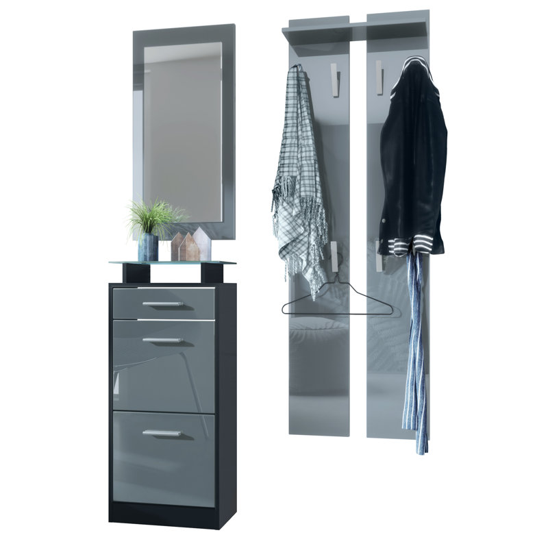 Mcclinton V2 Mini Hallway Set, Grey (glossy)/Black (matt), No