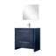 Meuble-lavabo bleu marine 36 po X P 20 po , Comptoir en quartz blanc, ensemble de robinets en nickel brossé et Miroir-118024457