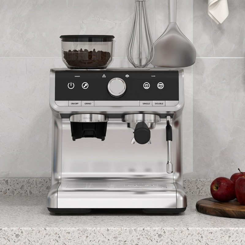 Machine à espresso, avec moulin, réservoir d'eau 2,8 L, Argent argent