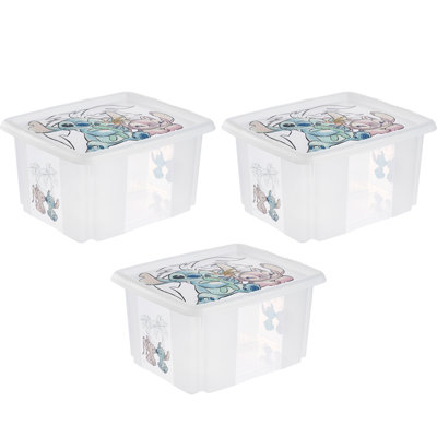 Set of 3  Stitch Turning Stacking Box with Lid - Clear