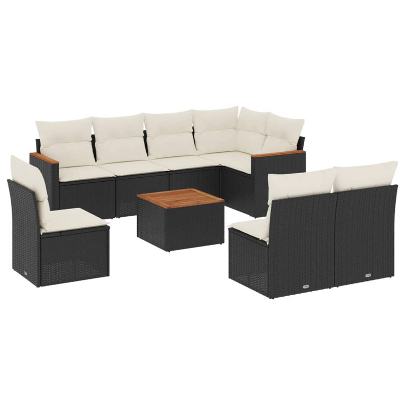 Ensemble de canapé de jardin Vidaxl, Noir