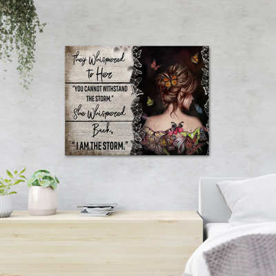 Girl With Butterflies On Hair - They Whispered To Her - 1 Piece Rectangle Graphic Art Print On Wrapped Canvas
