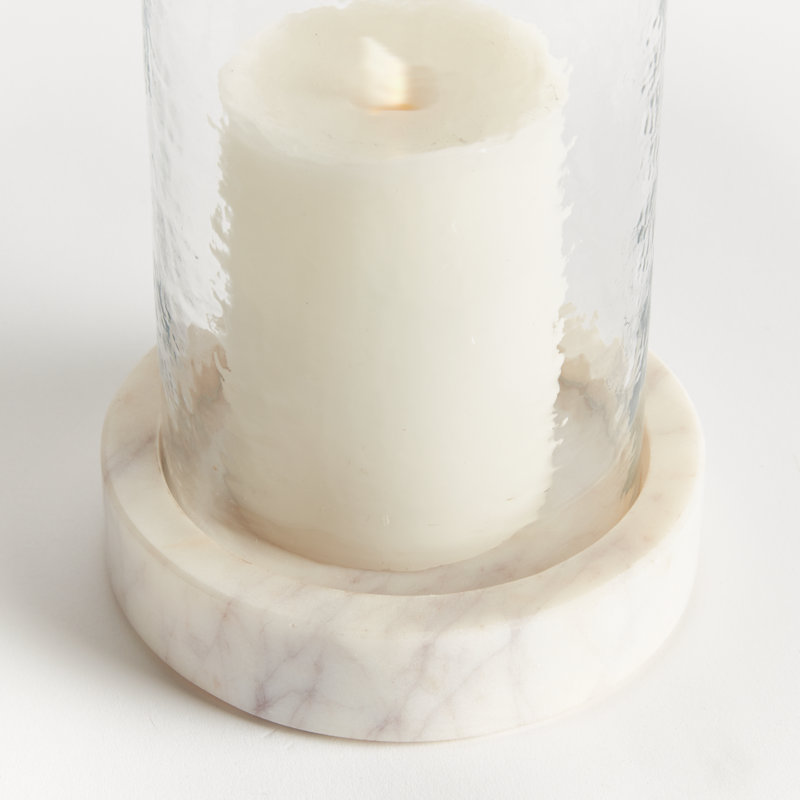 Petit plateau ouragan en verre martelé Ardenne, H 9,25 po x l 6,25 po x P 6,25 po