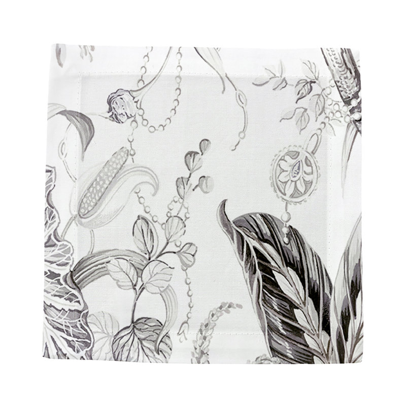 Amazonia Hemstitch Cocktail 6" Linen/Cotton Napkin, Dovecote Black White