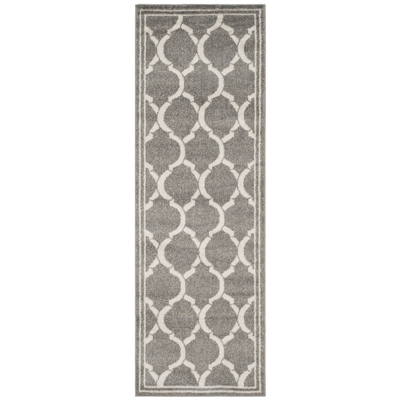 Ammundsen Geometric Dark Gray/Beige Area Rug, Runner 2'3" x 9'