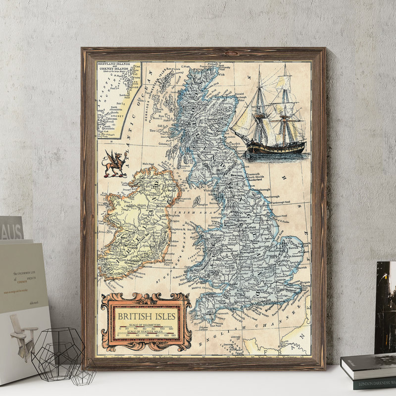 « britishs map map » par paul cezanne-cadre photo, impression sur toile, H 30 po x l 22 po x P 1 po, Toile avec cadre