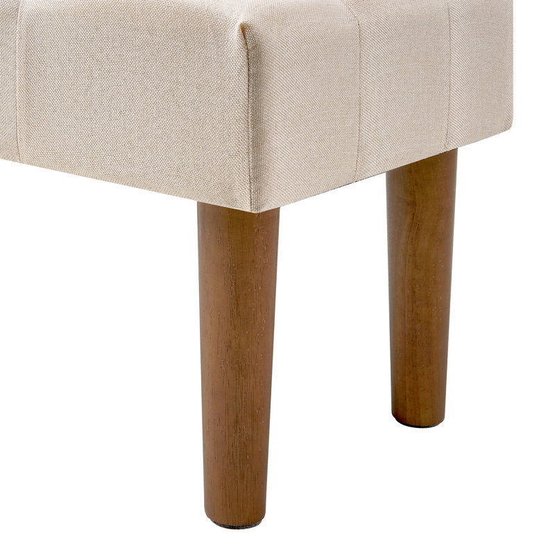 Petit repose-pieds avec repose-pieds, repose-pieds rembourré en lin avec pieds en bois massif, repose-pieds capitonné rectangulaire pour canapé, salon, chambre à coucher, bureau et sous le bureau
