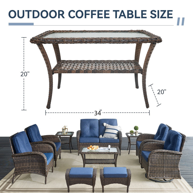 Valierius 2-Tier UV-Resistant PE Wicker Outdoor Coffee Table , Brown