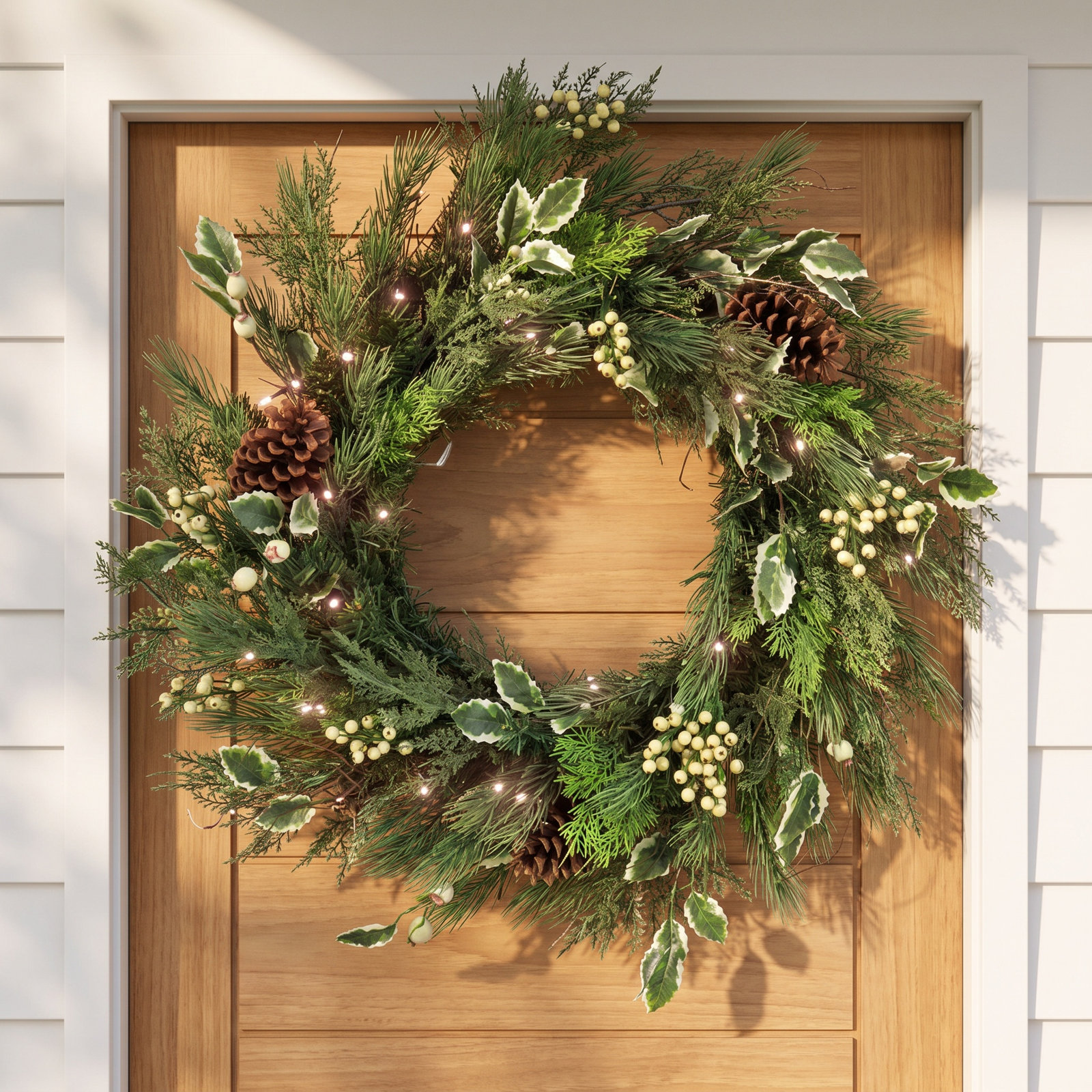 28" Pre-Lit Holly And Berry Wreath