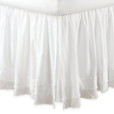 400TC Sateen Solid Cotton Fringe Ruffle Bed Skirt Upto 50" Drop Length