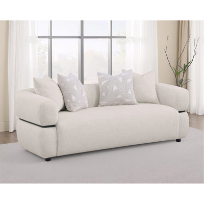 Ramsay Beige Upholstered Round Arm Sofa