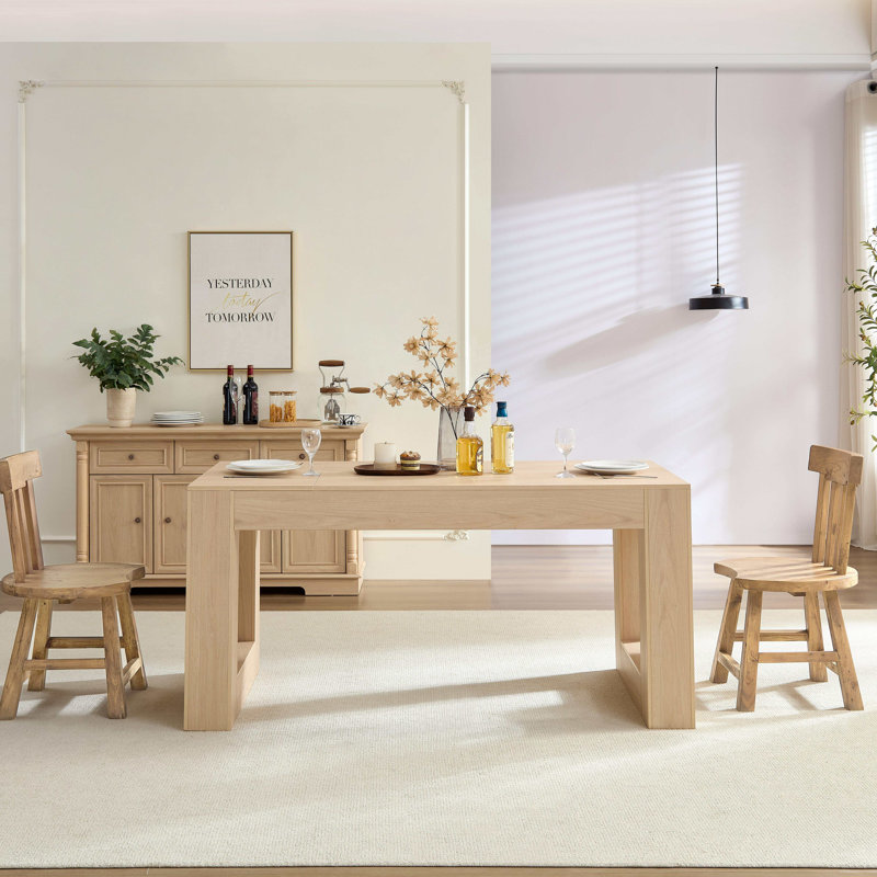 Table de salle à manger de style campagnard pour 4 à 6 personnes, table de bout rectangulaire en panneau de fibres à densité moyenne avec pieds en bois robustes, table de cuisine et de salon polyvalente, assemblage facile, utilisation commerciale et d