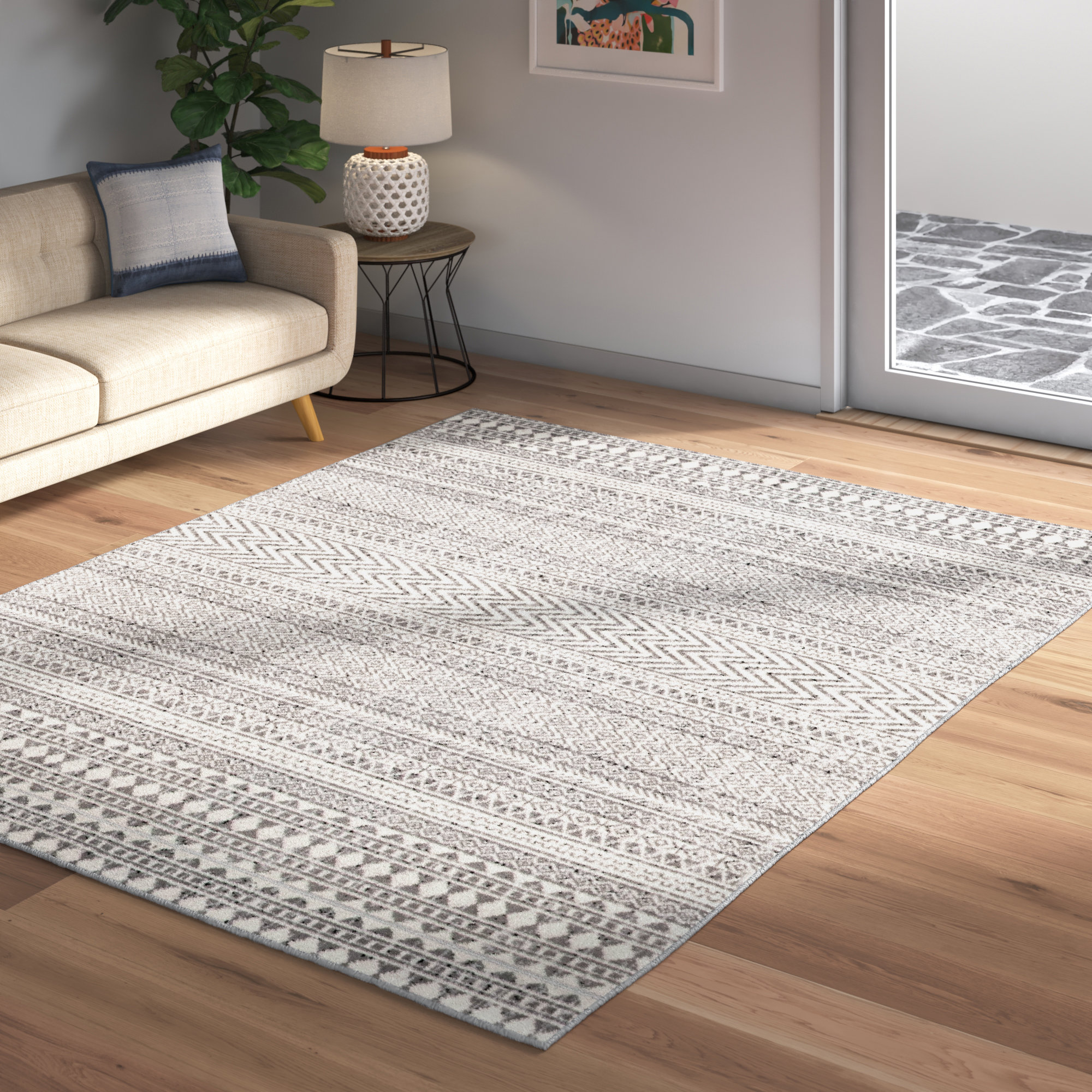 Quentisha Abstract Power Loom Polypropylene Area Rug in Gray 17 Stories Rug Size: Rectangle 2'8 x 4'11