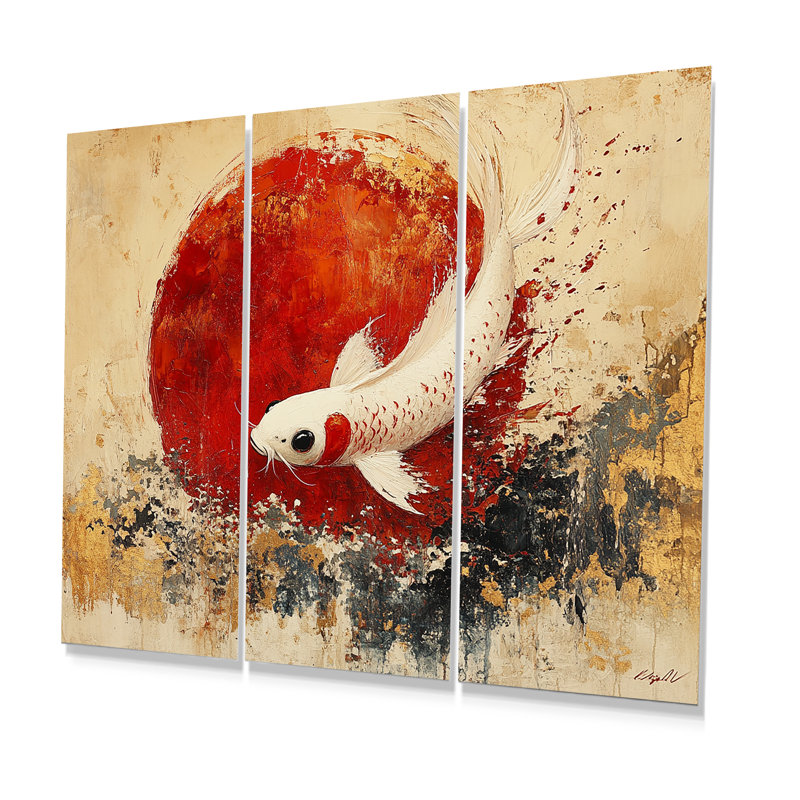 Zodiaque chinois blanc et rouge, Métal métal, H 28 po x l 36 po x P 1 po