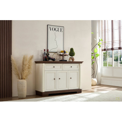 Armoire de cuisine de style campagnard, grande armoire murale avec tiroirs et portes en forme de colonne romaine, bar à café en bois, refroidisseur à vin pour le couloir du salon