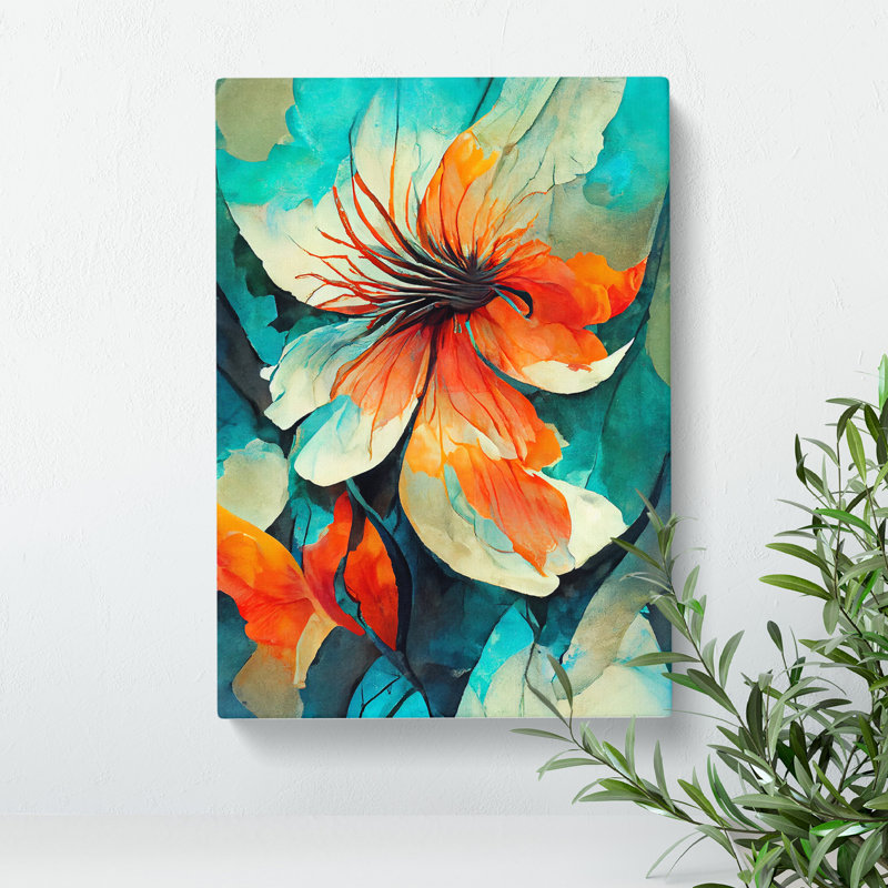 Pretty Abstract Floral No.5 - Wall Art, Wrapped Canvas, 50cm H x 35cm W, No Matte