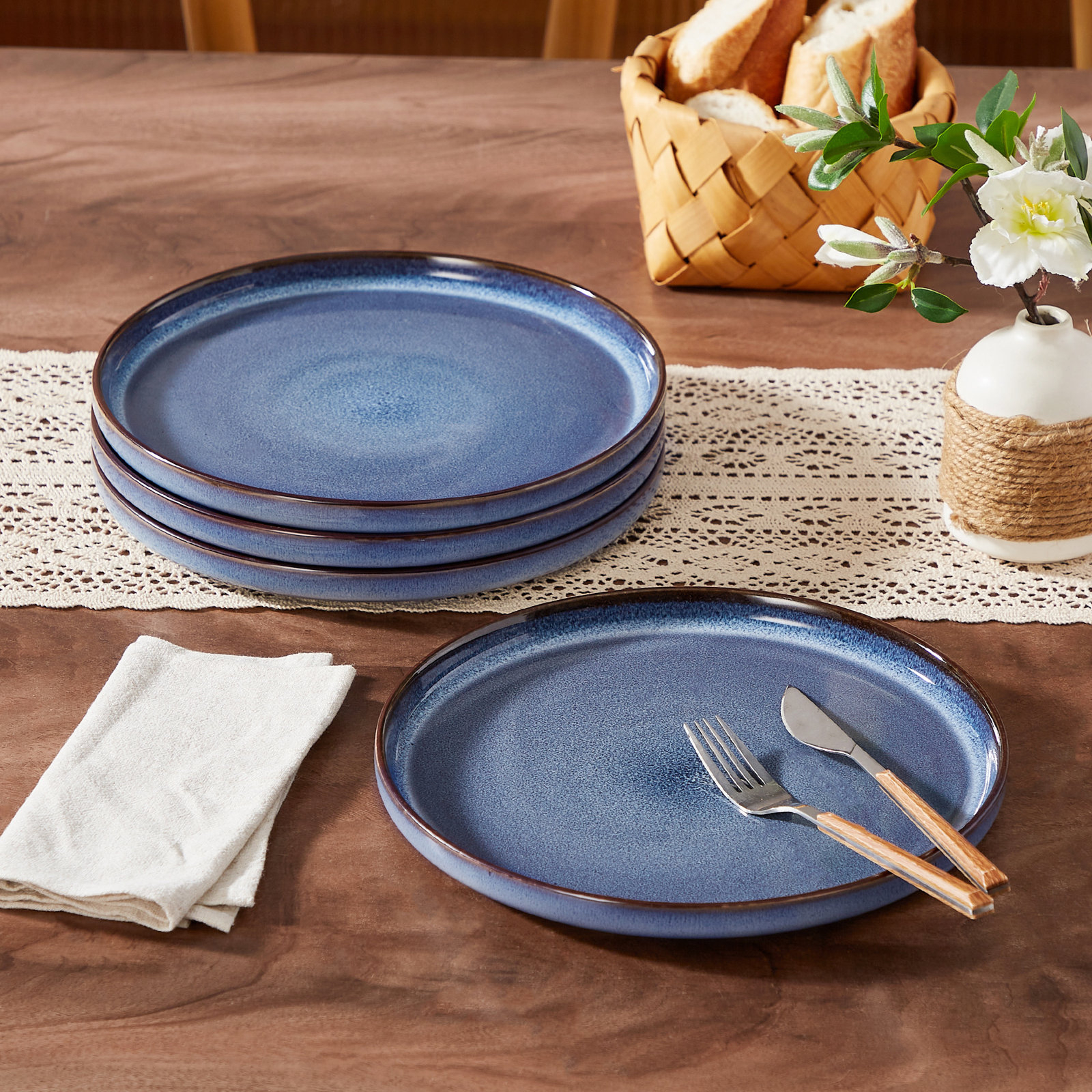10" Ceramic Dinner Plate, Blue