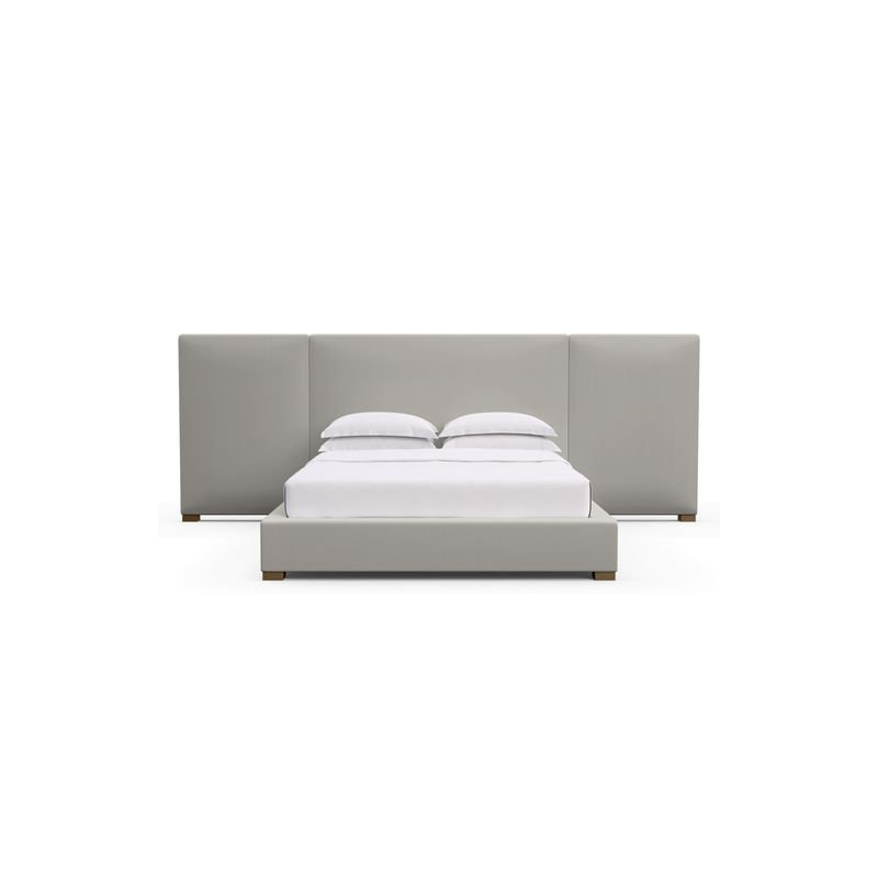 Prospect Upholstered Bed, Plush Velvet Blanc, King, Weathered