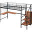 Lit mezzanine simple en métal noir avec bureau et grille. Fabrication robuste, compatible avec n'importe quelle pièce. Économisez de l'espace en tant que tablettes sous l'armoire. Polyvalent pour diverses utilisations. Dimensions: L 94 po x l 40,9 po x H 67,9 po