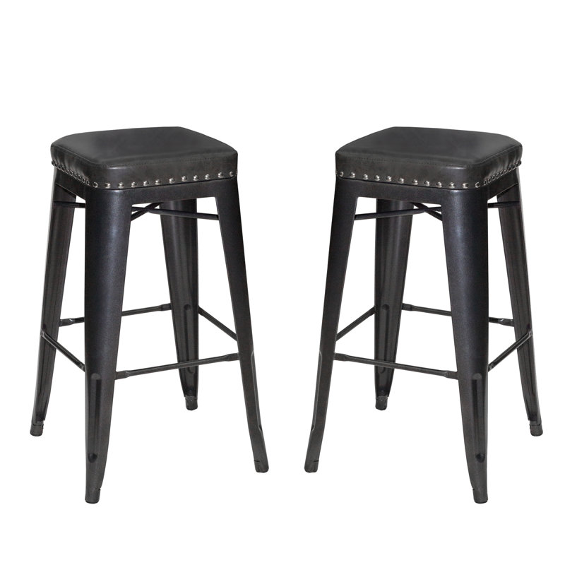 Tabouret en simili cuir Gennara, Tabouret de bar (siège d'une hauteur de 30 po)